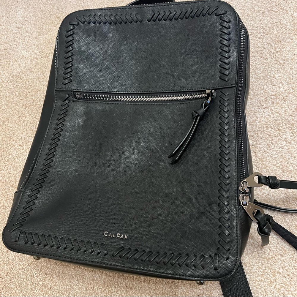 CALPAK Black Backpack with Stitch Detail